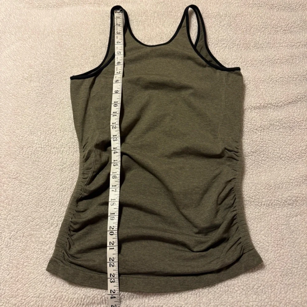 Lululemon In The Flow Ruched Tank Top Olive Heathered Fatigue Green